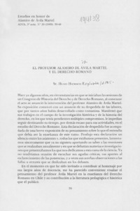 El profesor Alamiro Avila Martel y el derecho romano  [artículo] Hugo Hanisch E.