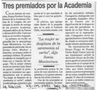 Tres premiados por la Academia  [artículo].