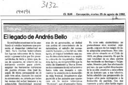 El legado de Andrés Bello  [artículo] Hernán Muñoz Villegas.