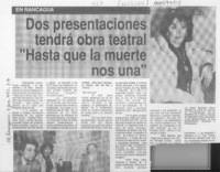 Dos presentaciones tendrá obra teatral "Hasta que la muerte nos una"  [artículo].