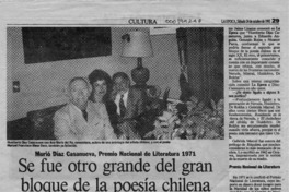 Se fue otro grande del gran bloque de la poesía chilena  [artículo].