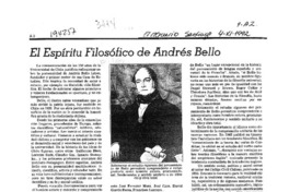 El espíritu filosófico de Andrés Bello  [artículo] Santiago Vidal Muñoz.