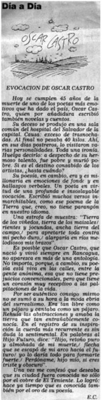 Evocación de Oscar Castro
