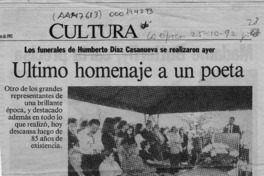 Ultimo homenaje a un poeta  [artículo].