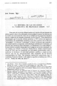 La historia de las ficciones, la narrativa de Francisco Simón  [artículo] José Promis.