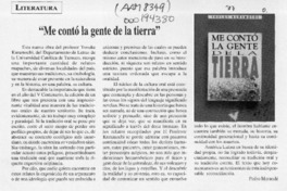 "Me contó la gente de la tierra"  [artículo] Pedro Morandé.