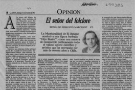 El señor del folklore  [artículo] Reinaldo Edmundo Marchant.