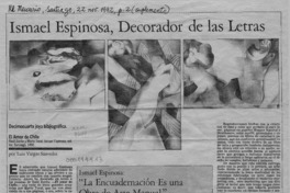 Ismael Espinosa, decorador de las letras  [artículo] Luis Vargas Saavedra.