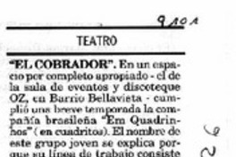 "El cobrador"  [artículo] Pedro Labra.