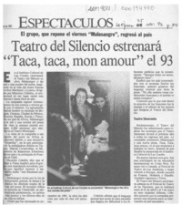 Teatro del silencio estrenará "Taca, taca, mon amour" el 93  [artículo].