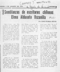 Semblanzas de escritores chilenos Elena Aldunate Bezanilla  [artículo] José Flores Silva.