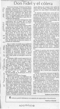 Don Fidel y el cólera  [artículo] Guillermo Arrieta Muñoz.