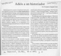 Adiós a un historiador  [artículo] Fernando Arriagada Cortés.