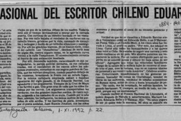 Retrato ocasional del escritor chileno Eduardo Barrios  [artículo] Ketty Farandato Politis.