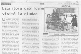 Escritora cabildana visitó la ciudad  [artículo].