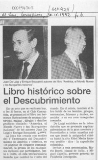 Libro histórico sobre el descubrimiento  [artículo].