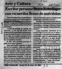 Escritor peruano Bryce Echenique con recuerdos llenos de anécdotas  [artículo].