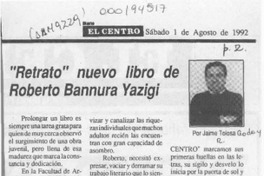 "Retrato" nuevo libro de Roberto Bannura Yazigi  [artículo] Jaime Tolosa G.