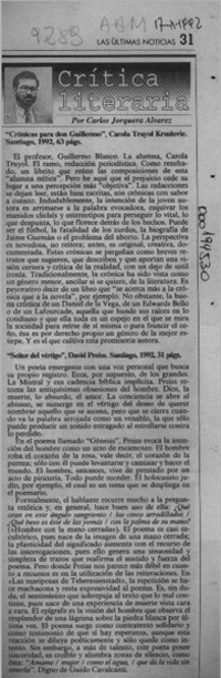 Crítica literaria  [artículo] Carlos Jorquera Alvarez.