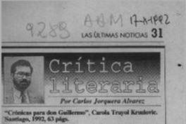 Crítica literaria  [artículo] Carlos Jorquera Alvarez.