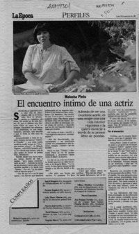 El encuentro íntimo de una actriz  [artículo] Marcela Gieminiani.