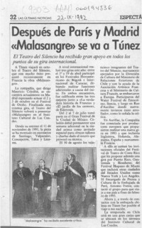 Después de París y Madrid "Malasangre" se va a Túnez  [artículo].