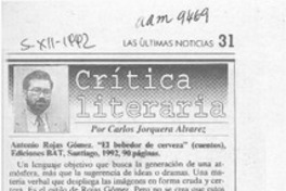 Antonio Rojas Gómez. "El bebedor de cerveza"  [artículo] Carlos Jorquera Alvarez.