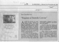 "Regreso al sentido común"  [artículo].