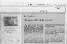 "Regreso al sentido común"  [artículo].