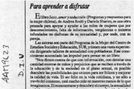 Para aprender a disfrutar  [artículo].