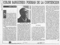 Color sanguíneo, poemas de la contención  [artículo] Isabel Larraín.