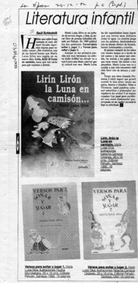 Literatura infantil  [artículo] Saúl Schkolnik.