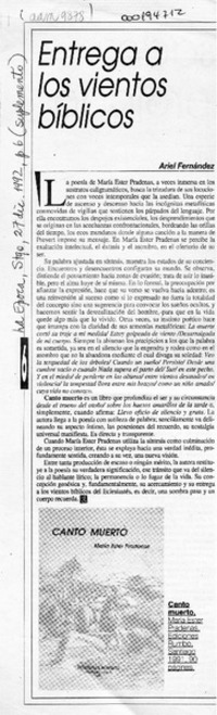 Entrega a los vientos bíblicos  [artículo] Ariel Fernández.