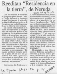 Reeditan "Residencia en la tierra", de Neruda  [artículo].