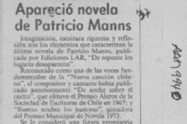 Apareció novela de Patricio Manns  [artículo].