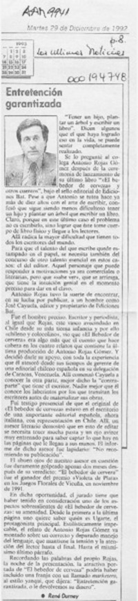 Entretención garantizada  [artículo] René Durney.