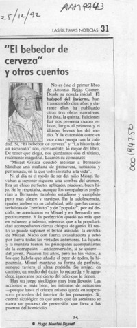 "El bebedor de cerveza" y otros cuentos  [artículo] Hugo Montes.