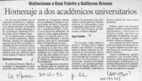 Homenaje a dos académicos universitarios  [artículo].