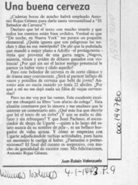 Una buena cerveza  [artículo] Juan Rubén Valenzuela.