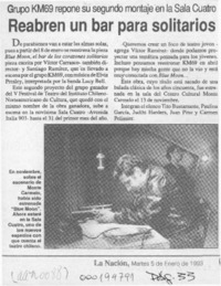 Reabren un bar para solitarios  [artículo].
