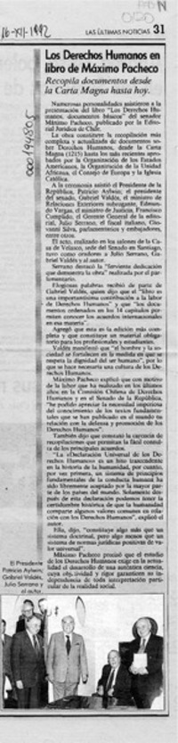 Los Derechos humanos en libro de Máximo Pacheco  [artículo].