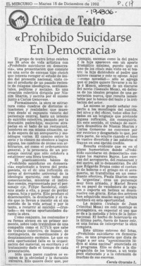 "Prohibido suicidarse en democracia"  [artículo] Carola Oyarzún L.
