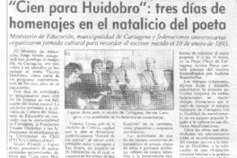 "Cien para Huidobro", tres días de homenajes en el natalicio del poeta