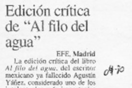 Edición crítica de "Al filo del agua"