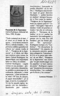 Pasajeros de la esperanza  [artículo] Lorenzo Peirano.