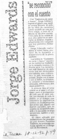 Jorge Edwards "se reconcilió" con el cuento