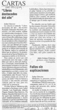 "Libros destacados del año"  [artículo] Julio Gómez Cisterna.