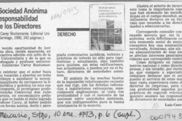 De la Sociedad Anónima y la responsabilidad civil de los directores  [artículo] Luis Correa Prieto.