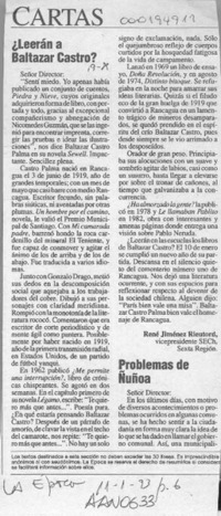 Leeran a Baltazar Castro?  [artículo].