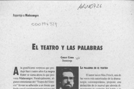 El teatro y las palabras  [artículo] Carlos Cerda.